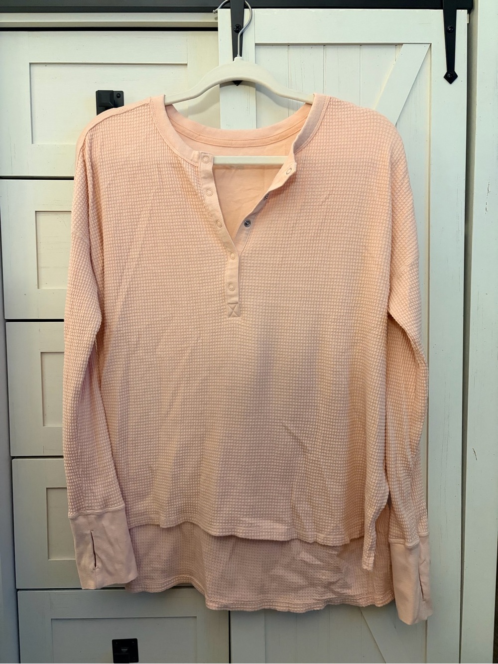 Aerie - Light Pink Waffle Knit Henley Top